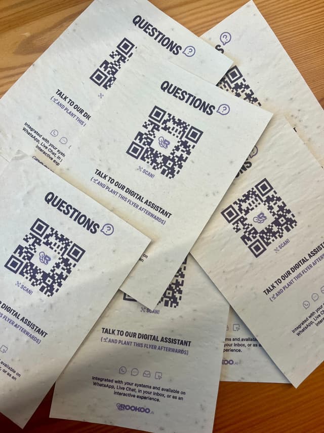 Rookoo Flyers made out of seed paper that can be planted to offset what we do